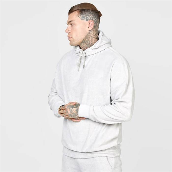 シックシルク Siksilk 【 Ecru Varsity Anniversary Print Hoodie Men Grey 】 フーディー パーカー メンズ 灰色 グレー