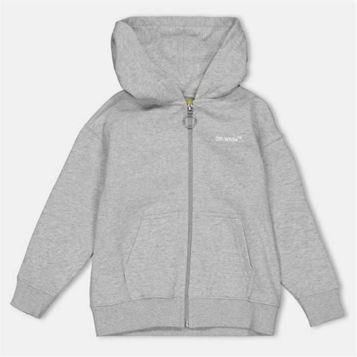 Off White 【 Kids Zip Hoodie Kids Grey Multi 】 フーディー パーカー お坊っちゃん キッズ 薄墨色 薄墨色