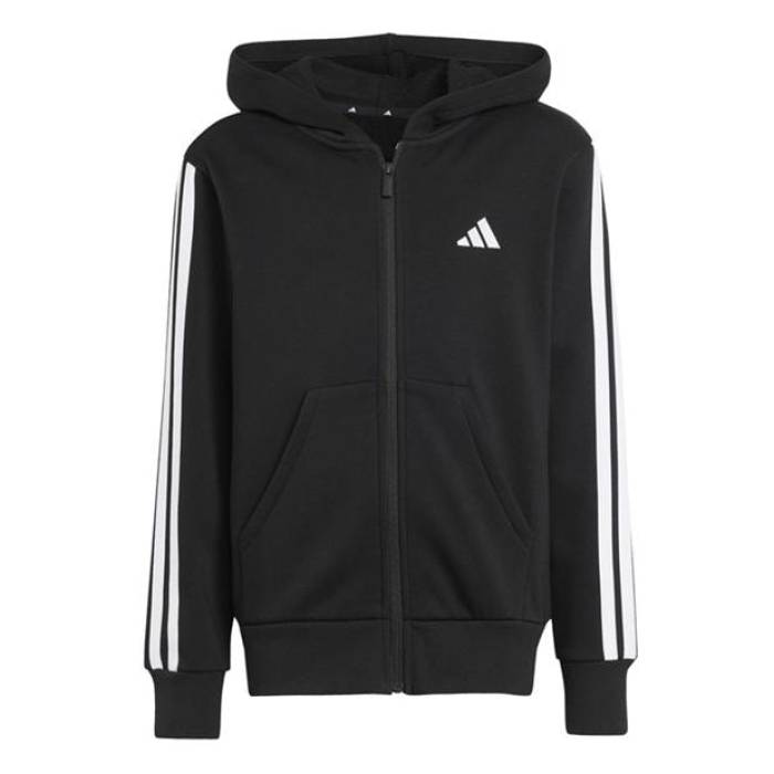アディダス Adidas 【 Essentials 3-Stripes Hoodie Kids Kids Black/White 】 フーディー パーカー ジュニア キッズ 黒色 ブラック 白色 ホワイト
