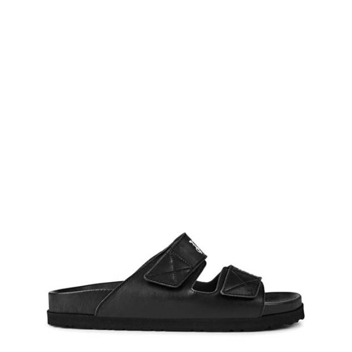パームエンジェルス Palm Angels 【 Men\u0027s Logo Flat Sandals Men Black/White 】 メンズ ロゴタイプ サンダル メンズ 黒いこと 黒いこと 白いこと 白いこと