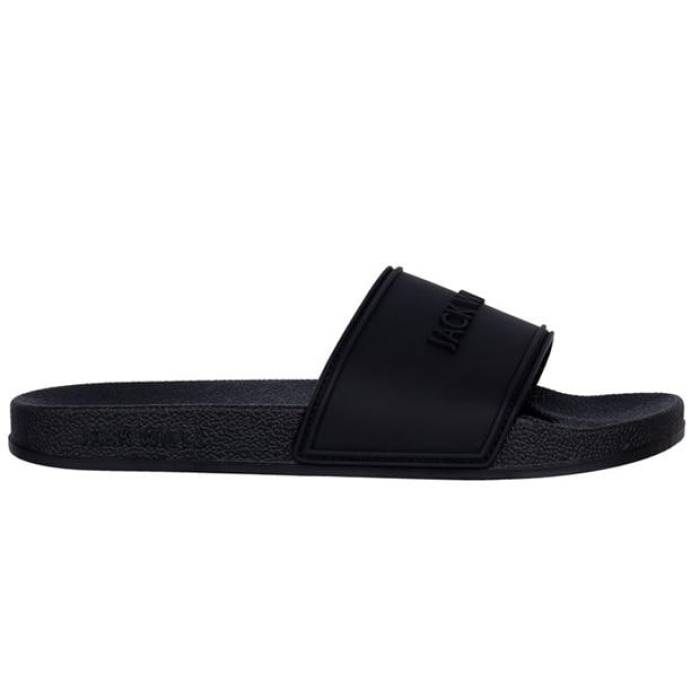 ジャック ウィルス Jack Wills 【 Logo Sliders Men Black/Black 】 ロゴ サンダル メンズ 黒色 ブラック