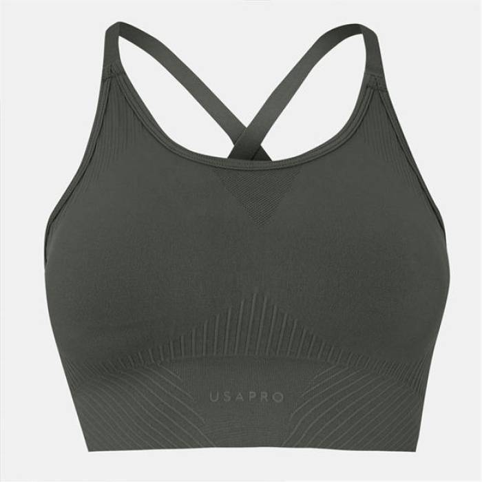 Usa Pro 【 Seamless Adjustable Sports Bra Women Khaki 】 レディース カーキ