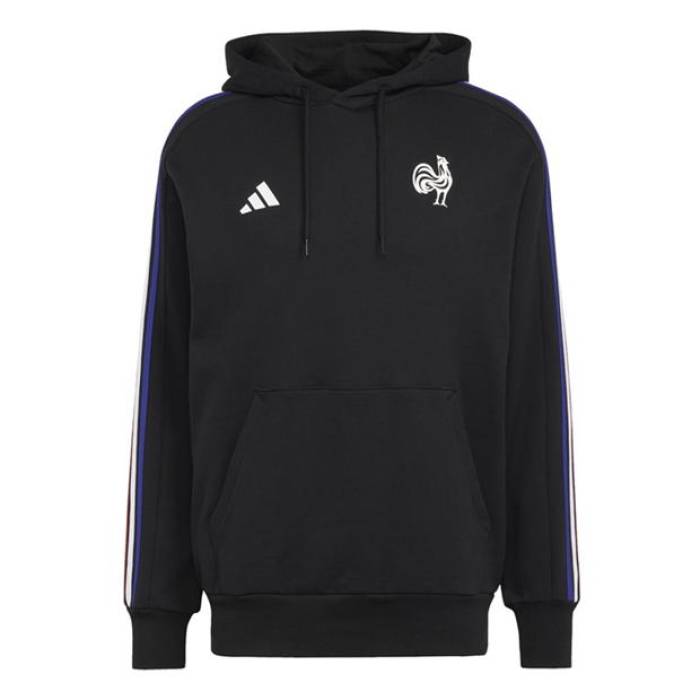 アディダス Adidas 【 France Rugby Fan Hoodie 2025 Adults Men Black 】 ラグビー フーディー パーカー メンズ 黒色 ブラック