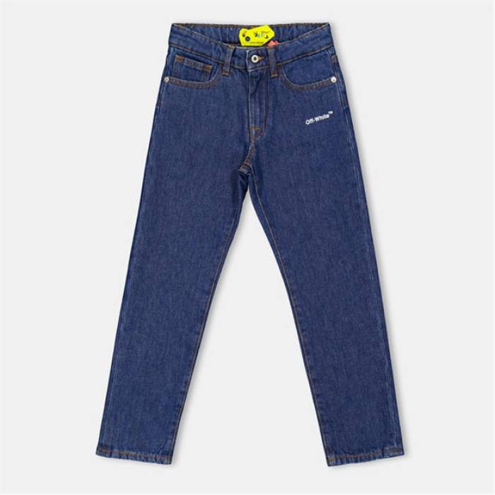 Off White 【 Kids Straight Fit Denim Jeans Kids Blue/White 】 デニム ジーンズ ジュニア キッズ 青色 ブルー 白色 ホワイト