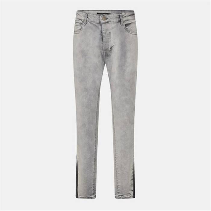 ブレイブソウル Brave Soul 【 Wash Skinny Jean With Stripe Men Grey 】 スキニー Stripe ストライプ メンズ 灰色 グレー