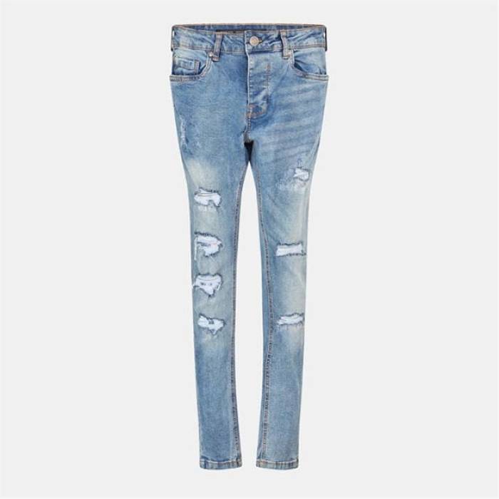 ブレイブソウル Brave Soul 【 Denim Skinny Jean With Rip Detail Men Blue 】 ジーンズ スキニー メンズ 青み 青色