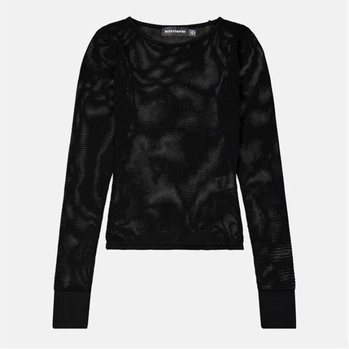 Missy Empire 【 Sheer Knit Flare Cuff Top Womens Women Black 】 ニット レディース レディース 黒色 ブラック 12,062円