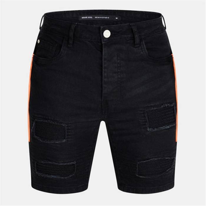 ブレイブソウル Brave Soul 【 Short With Biker Patch Detail Men Charcoal Wash 】 メンズ チャコール