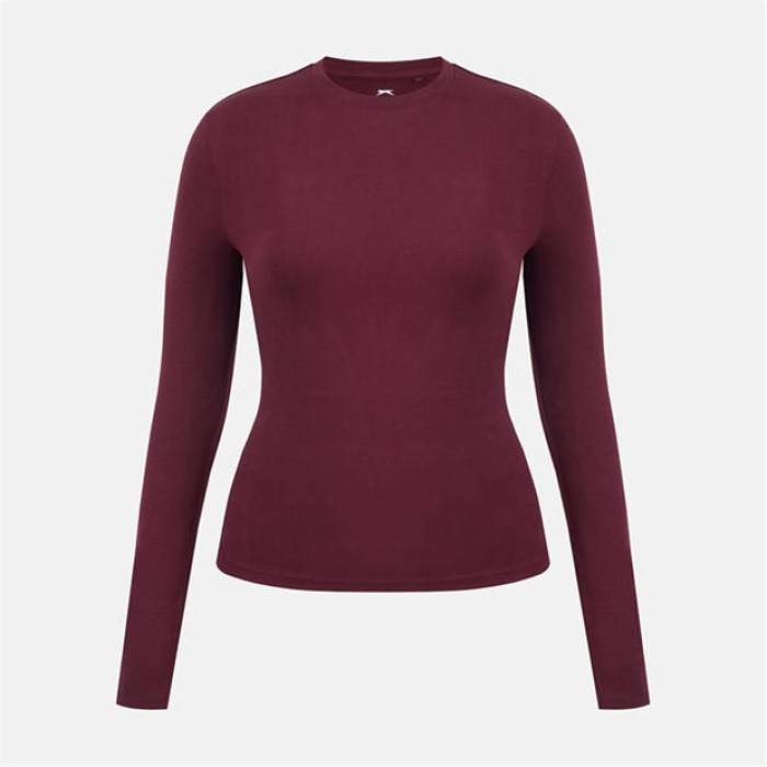 Slazenger 【 Ess Ls Tee Ld54 Women Burgundy 】 Tシャツ レディース ワイン色・バーガンディー
