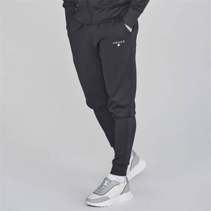 シックシルク Siksilk 【 Sik Silk Essentials Closed Hem Poly Joggers Men Black 】 ジョガーパンツ メンズ 黒いこと 黒いこと