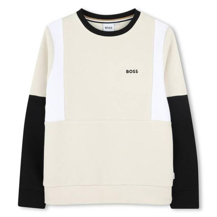 主任者 Boss 【 Kids Colour Block Sweatshirt, Design Sweatshirt Kids Vanille 21C 】 汗水 調教師 お坊っちゃん キッズ
