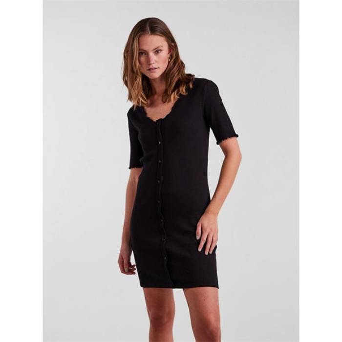ピーシーズ Pieces 【 Women's Nukisa V-Neck Mini Dress Women Black 】 レディース Vネック ドレス レディース 黒色 ブラック