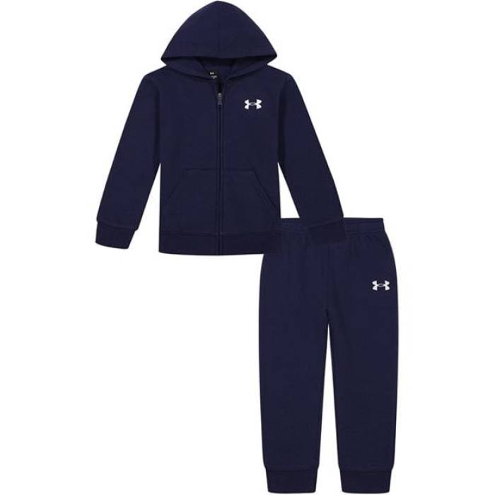 アンダーアーマー Under Armour 【 Armour Branded Logo Fz Set Baby Boys Kids Navy/White 】 ロゴタイプ お坊っちゃん キッズ 紺色 米国海軍 白いこと 白いこと