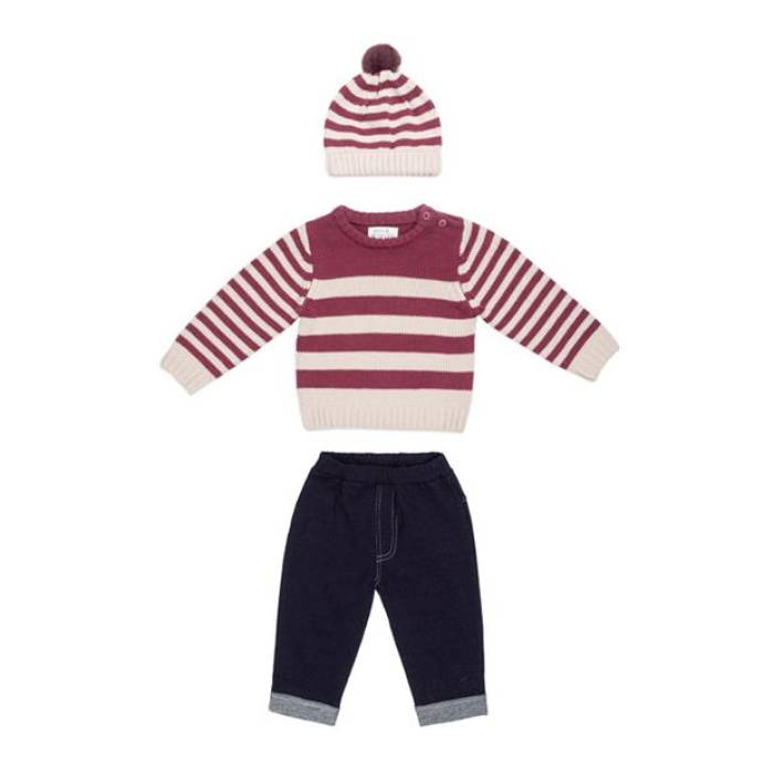 Hello World 【 Knitted Jumper Set Kids Red/Blue 】 お坊っちゃん キッズ Red 赤・赤いこと 青み 青色