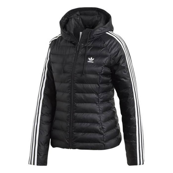アディダス Adidas Originals 【 Slim Lightweight Puffer Jacket Women Black 】 slim か細い Jacket 上衣 レディース 黒いこと 黒いこと