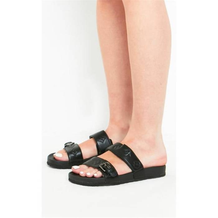 Missy Empire 【 Black Buckle Flat Mules Women Black 】 黒いこと 黒いこと バックル レディース 黒いこと 黒いこと