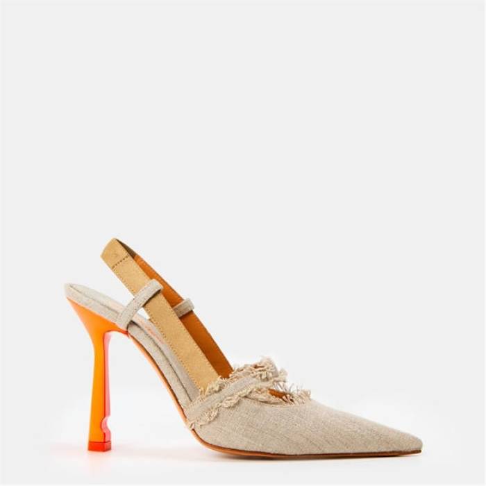 Off White 【 Women\u0027s High Slingback Sandals Women Beige 】 レディース 御機嫌 サンダル レディース ベージュ