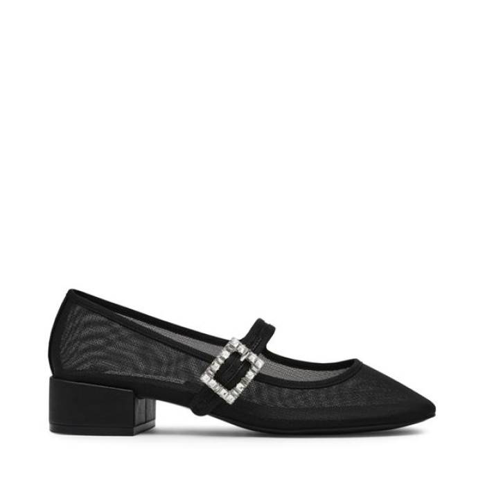 スティーブマデン Steve Madden 【 Women's Champaign Block Heel Court Shoes Women Black Mesh 】 レディース ヒール コート シューズ 運動靴 レディース 黒色 ブラック