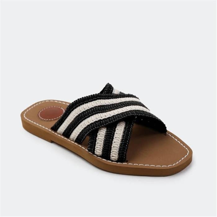 Wheres That From 【 Women's Woven Flat Sandals Women Black 】 レディース Woven ウーブン サンダル レディース 黒色 ブラック
