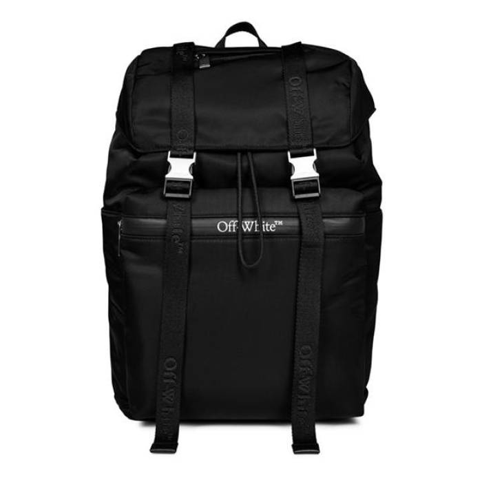 Off White 【 Men\u0027s  Nylon Outdoor Flap Design Backpack Unisex Black 】 メンズ ナイロン うしろ側容器に並べる 御徒面子 背嚢 ユニ一発やる 黒いこと 黒いこと