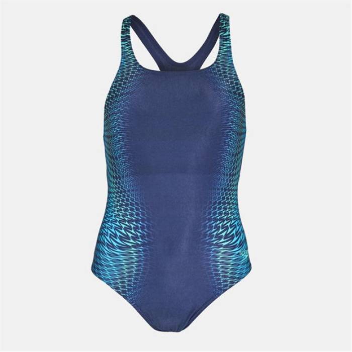 機敏さ Speedo 【 Laneback One-Piece Swimsuit Women Lagoon Blue 】 水泳着 レディース 青碧 青碧