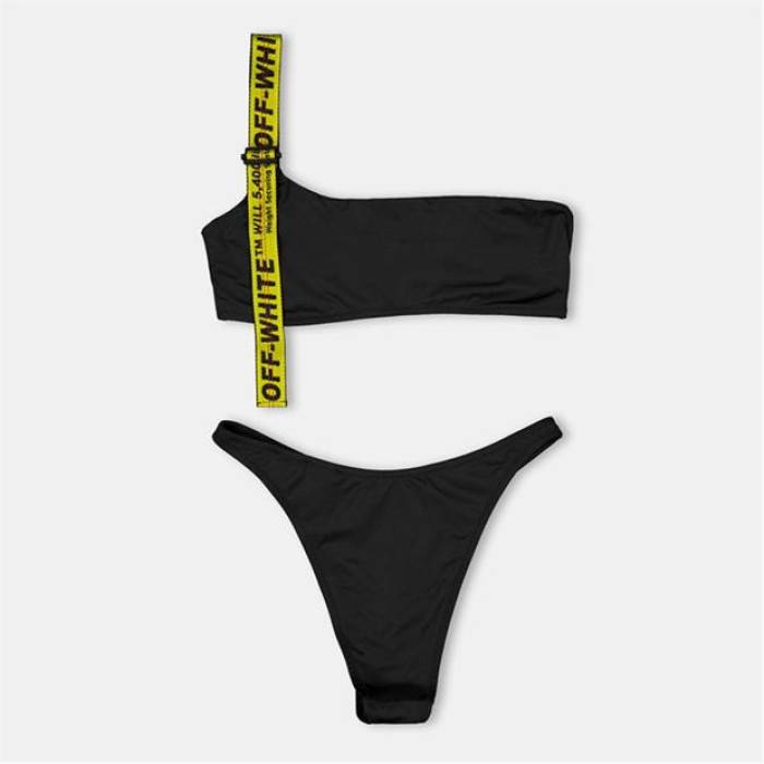Off White 【 Women\u0027s Asymmetric Bikini Women Black 】 レディース レディース 黒いこと 黒いこと