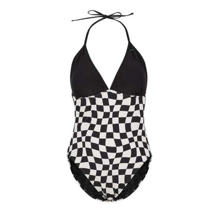 Soulcal 【 Halter Swimsuit Womens Women Black Check 】 水着 レディース レディース 黒色 ブラック｜スニケス