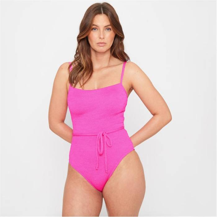 Be You 【 Textured Belted Swimsuit Women Pink 】 水着 レディース pink ピンク