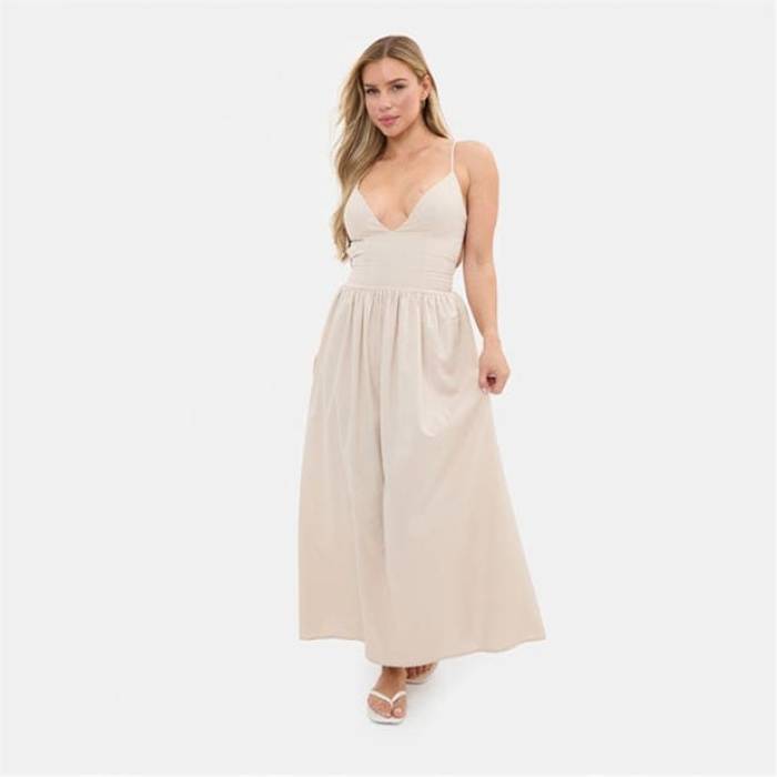 I Saw It First 【 Strappy Linen Blend Maxi Dress Women Cream 】 御召しもの レディース 皮膚軟化剤