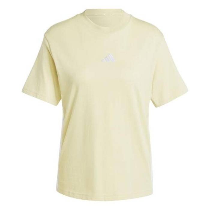 アディダス Adidas 【 Essentials 3 Stripe T-Shirt Womens Women Powder Yellow 】 Stripe 縞模様 プルオーバー レディース レディース yellow 黄味がかった・黄色