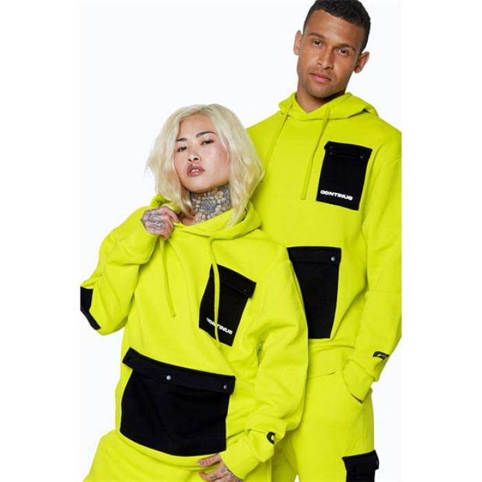 Hype 【 Cargo Pocket Hoodie Men Yellow 】 積貨委託貨物 フーディー パーカー メンズ yellow 黄味がかった・黄み メンズファッション-トップス