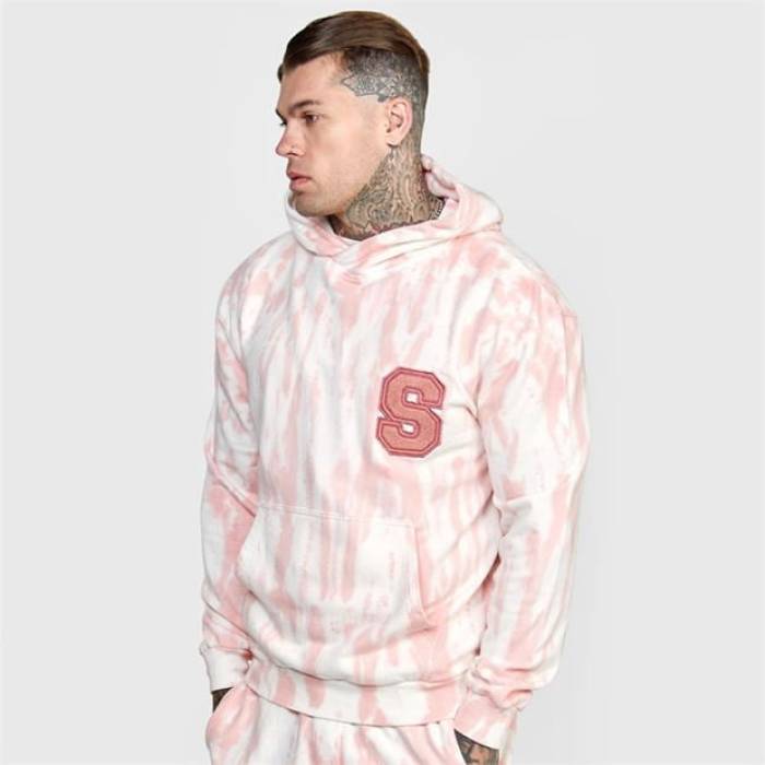 シックシルク Siksilk 【 Ecru Varsity Anniversary Print Hoodie Men Pink 】 フーディー パーカー メンズ pink ピンク