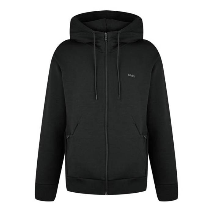 ボス Boss 【 Men's Saggy Full-Zip Hoodie With Adjustable Drawstring Hood Men Black 001 】 メンズ フルジップ フーディー パーカー メンズ 黒色 ブラック｜スニケス