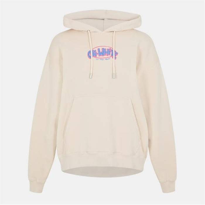 Off White 【 Men's Sketch Doodle-Style Logo Hoodie Men Beige/Blue 】 メンズ ロゴ フーディー パーカー メンズ ベージュ 青色 ブルー