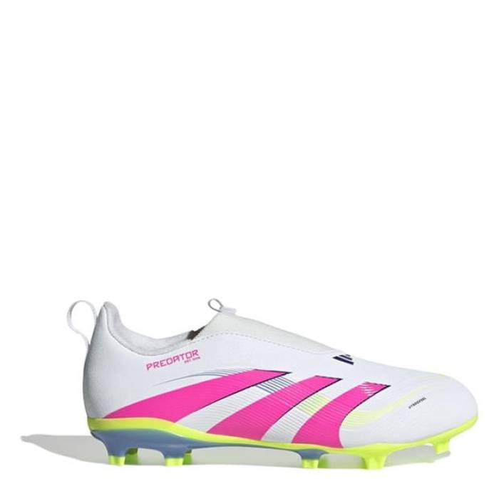 アディダス Adidas 【 Predator 3 Childrens Laceless Firm Ground Football Boots Kids White/Pink 】 プレデター フットボール ブーツ ジュニア キッズ 白色 ホワイト pink ピンク