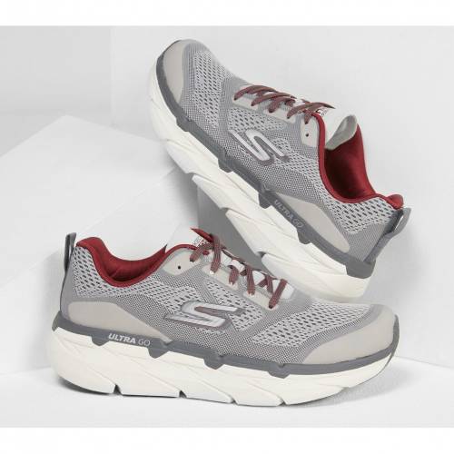 満点の スニーカー Max Skechers Red Gray スニーカー レッド 赤 グレイ グレー 灰色 プレミアム マックス スケッチャーズ Cushioning Max Skechers Cushioning スニーカー メンズ Vantage Premier
