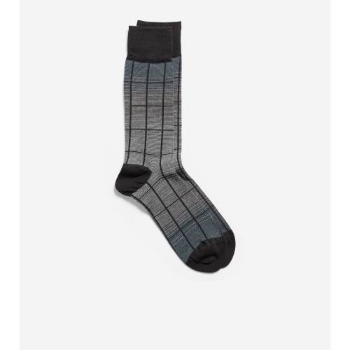ファッションブランド カジュアル ファッション ブラック コールハーン Cole Haan クルー 靴下 黒色 Haan ブラック メンズ Cole Haan Windowpane Crew Socks Black スニケス