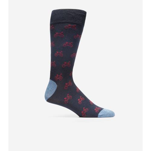 コールハーン Cole Haan クルー ソックス 紺色 ネイビー Cole Haan Bicycle Print Crew Socks Navy 肌着 下着 ナイトウエア メンズ 下 レッグ モードブランド カジュアル ファッション ソックス Manitobachiropractors Ca