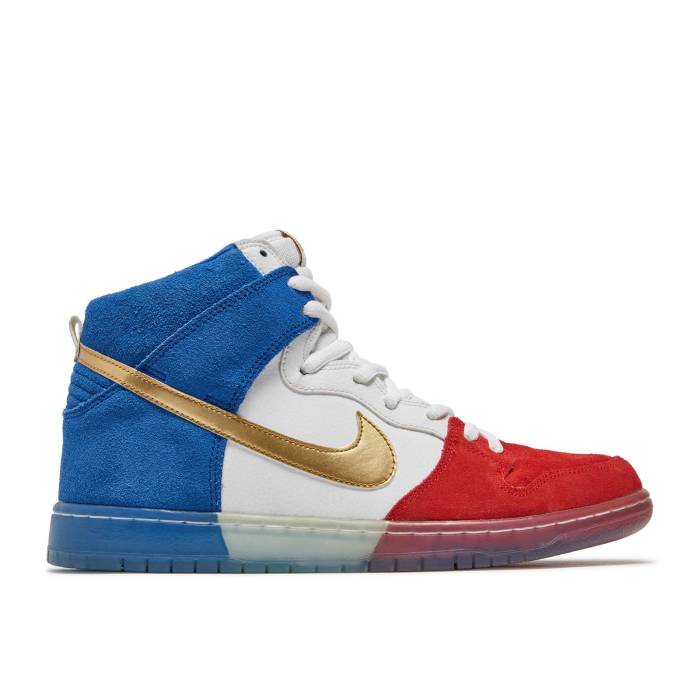 ナイキ Nike 【 Sb Dunk High \u0027Trico\u0027 Men Challenge Red/Game Royal/White/Metallic Gold 】 エスビー ダンク ご機嫌 メンズ Red 赤・赤いこと Game 競り合い 白いこと 白いこと ゴールド