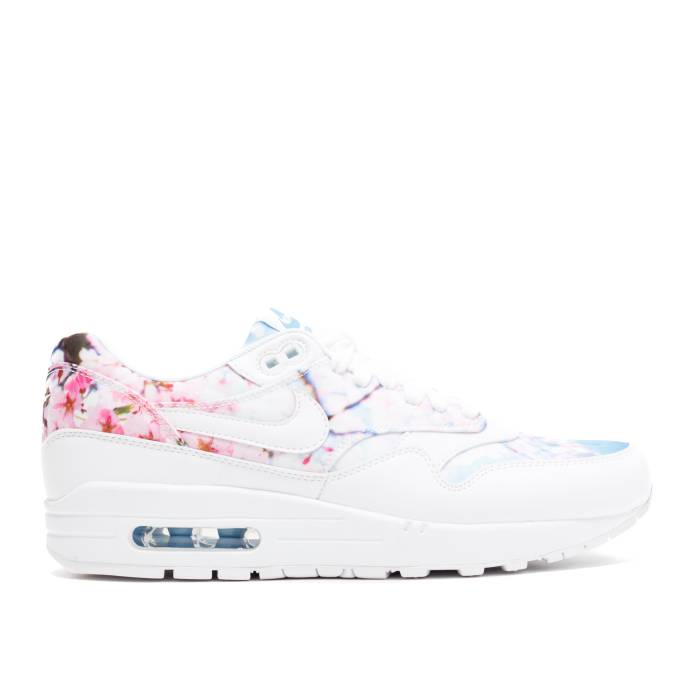 ナイキ Nike 【 Wmns Air Max 1 Print \u0027Cherry Blossom\u0027 Women White/White/University Blue 】 マックス レディース 白いこと 白いこと 青味 青み