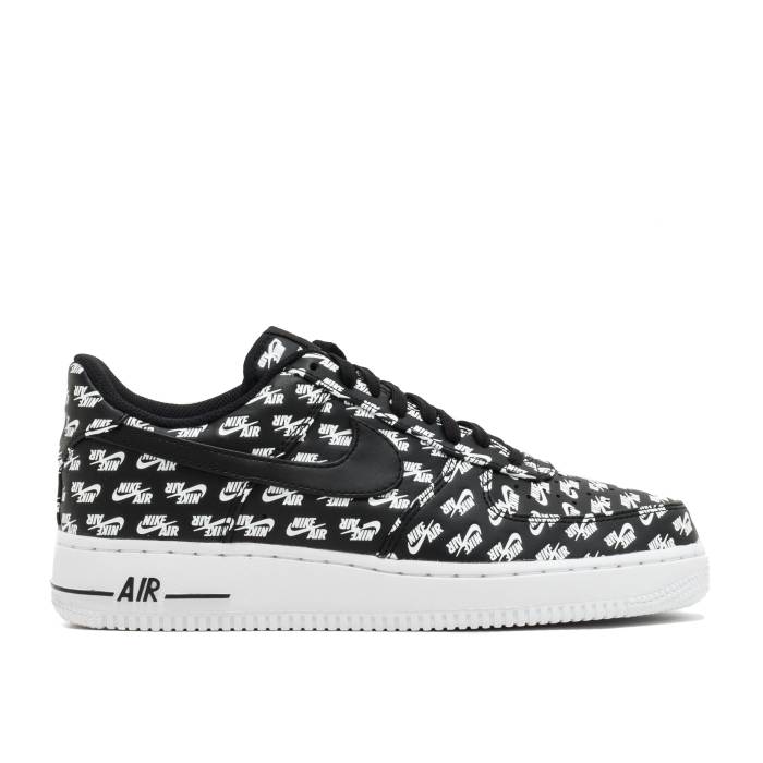 ナイキ Nike 【 Air Force 1 Low \u002707 Qs \u0027All Over Logo Black\u0027 Men Black/White 】 ロゴタイプ メンズ 黒いこと 黒いこと 白いこと 白いこと