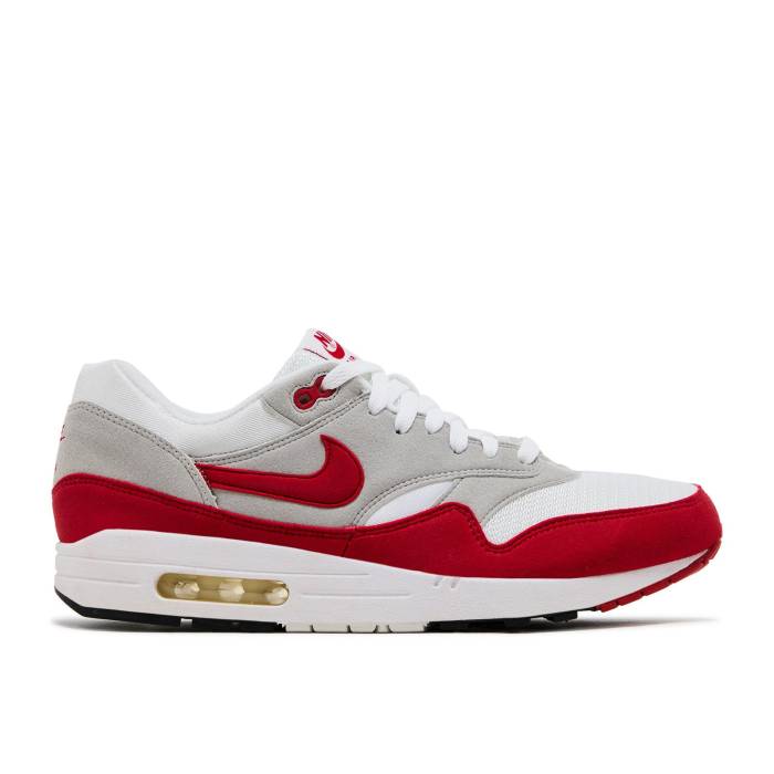 ナイキ Nike 【 Air Max 1 Qs 'Sport Red' Men White/Sport Red/Neutral Grey/Black 】 マックス メンズ 白色 ホワイト Red 赤・レッド 灰色 グレー 黒色 ブラック｜スニケス