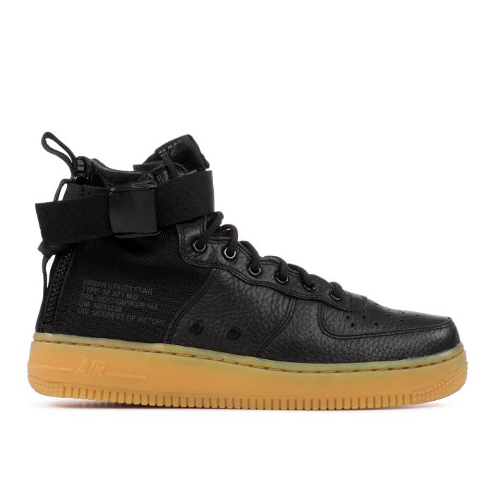 ナイキ Nike 【 Sf Air Force 1 Mid ガウス \u0027Black Gum\u0027 Youth Black/Gum Light Brown 】 ミッド 御坊っちゃん キッズ 黒いこと 黒いこと 赤銅色 赤銅色