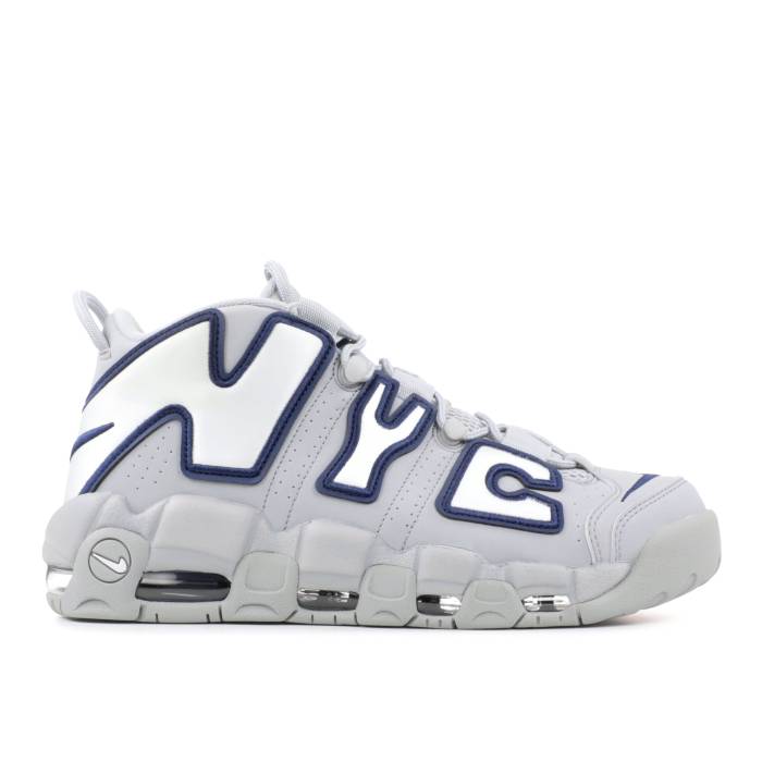 ナイキ Nike 【 Air More Uptempo Qs \u0027Nyc\u0027 Men Wolf Grey/Midnight Navy-White 】 脹れ上がるペース メンズ 薄墨色 薄墨色