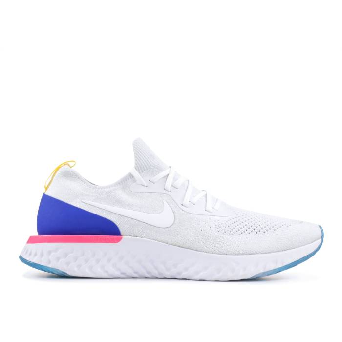 ナイキ Nike 【 Epic React Flyknit \u0027Og\u0027 Men White/White-Racer Blue-Pink Blast 】 Epic 叙事詩 リアクト 飛球編み物 メンズ 白いこと 白いこと ブラジャー同盟罷工