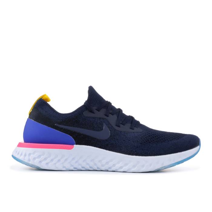 ナイキ Nike 【 Wmns Epic React Flyknit \u0027College Navy\u0027 Women College Navy/College Navy-Pink Blast 】 Epic 叙事詩 リアクト 飛球編み物 レディース 分科大学 紺色 米国海軍 ブラジャー同盟罷工