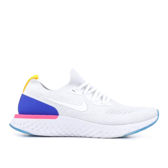 ナイキ Nike 【 Wmns Epic React Flyknit \u0027Og\u0027 Women White/White-Racer Blue-Pink Blast 】 Epic 叙事詩 リアクト 飛球編み物 レディース 白いこと 白いこと ブラジャー同盟罷工