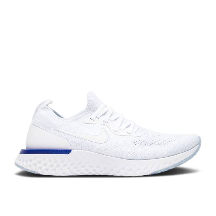 ナイキ Nike 【 Wmns Epic React Flyknit White Racer Blue Women White/White-Racer Blue 】 Epic エピック リアクト フライニット レディース 白色 ホワイト 青色 ブルー
