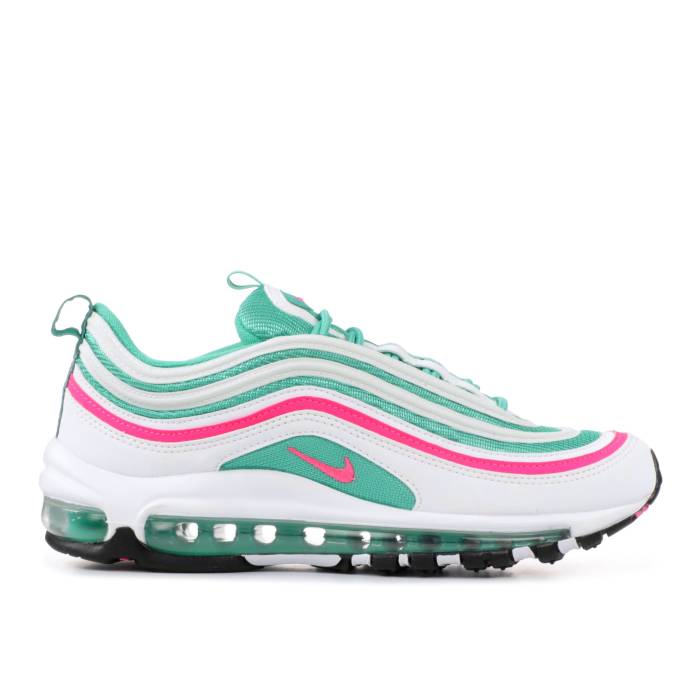 ナイキ Nike 【 Air Max 97 ガウス \u0027South Beach\u0027 Youth White/Pink Blast-Kinetic Green 】 マックス 御坊っちゃん キッズ 白いこと 白いこと pink サクラ色 green 緑・緑であること スニーカー-キッズ・ベビー・マタニティ-キッズファッション