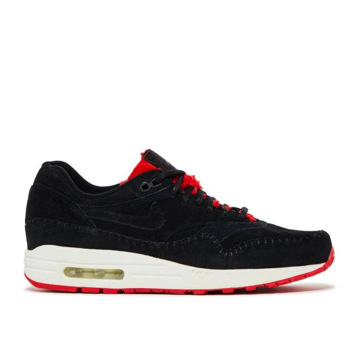 ナイキ Nike 【 Wmns Air Max 1 Premium 'Sherpa Pack - Black' Women Black/Black/Action Red 】 マックス Premium プレミアム レディース 黒色 ブラック アクション Red 赤・レッド|スニケス